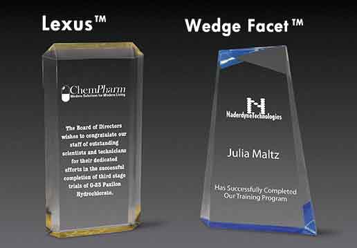 Lexus and Wedge Facet Acrylic Awards