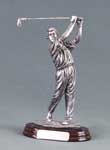 This is a image of a silver tone male golfer in a back swing