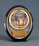 This is a image of a black oval music resin award