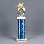 This is a image of a flying star trophy with a blue column