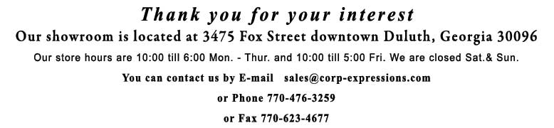 This is a image of contact information for Corporate Expressions, Inc. located at 3475 Fox Street in downtown Duluth, Georgia 30096