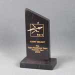 This is a image of a engraved black marble peak award